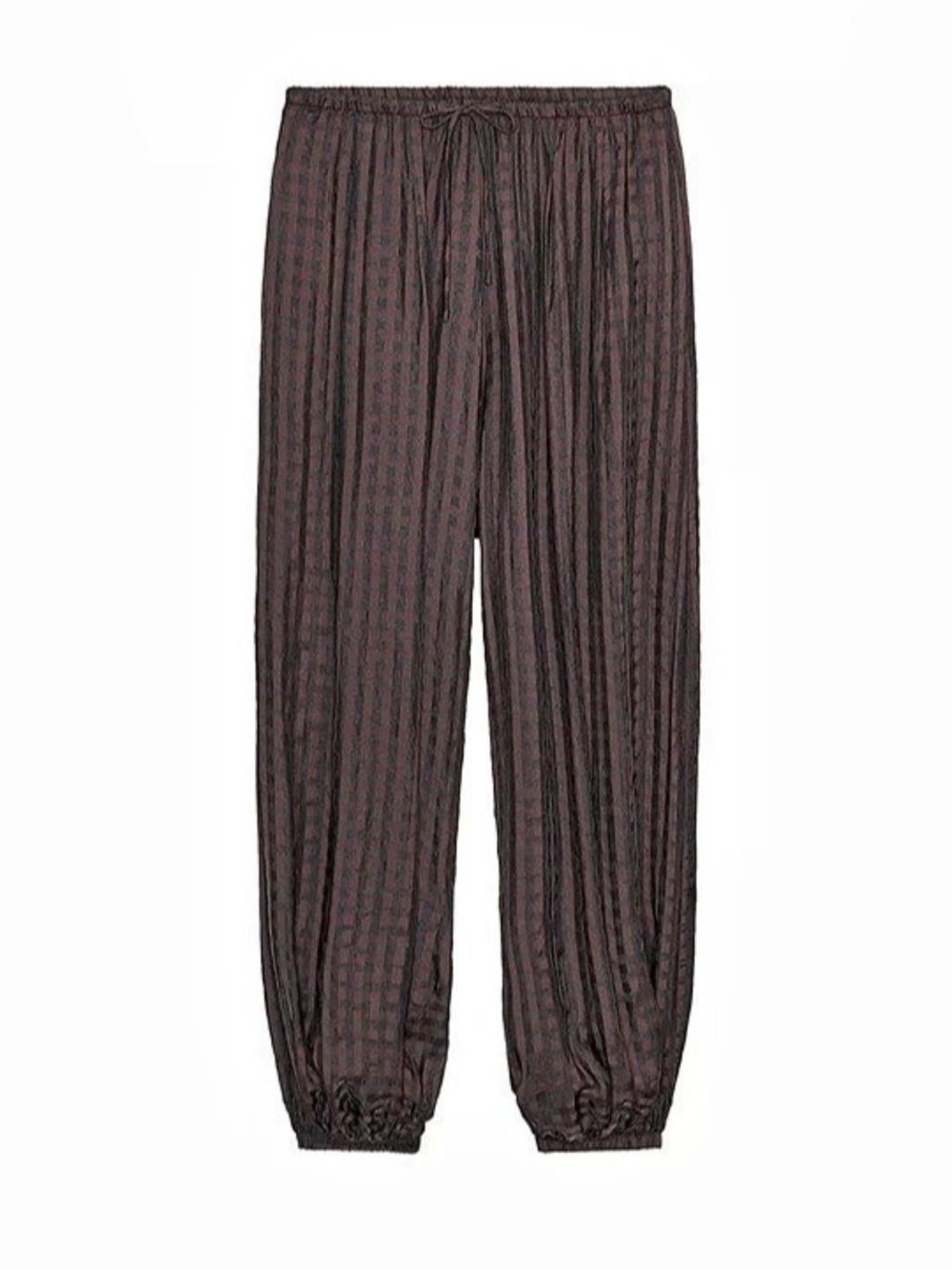 Zara ZW Collection Gingham Bloomer Balloon Pants Black Brown Size L
